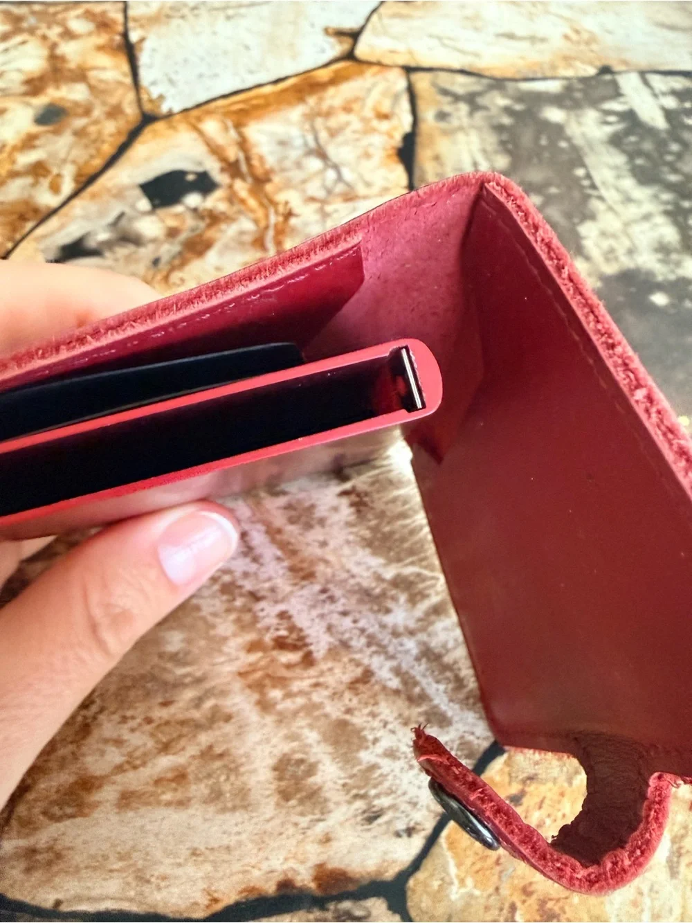 Secrid red leather